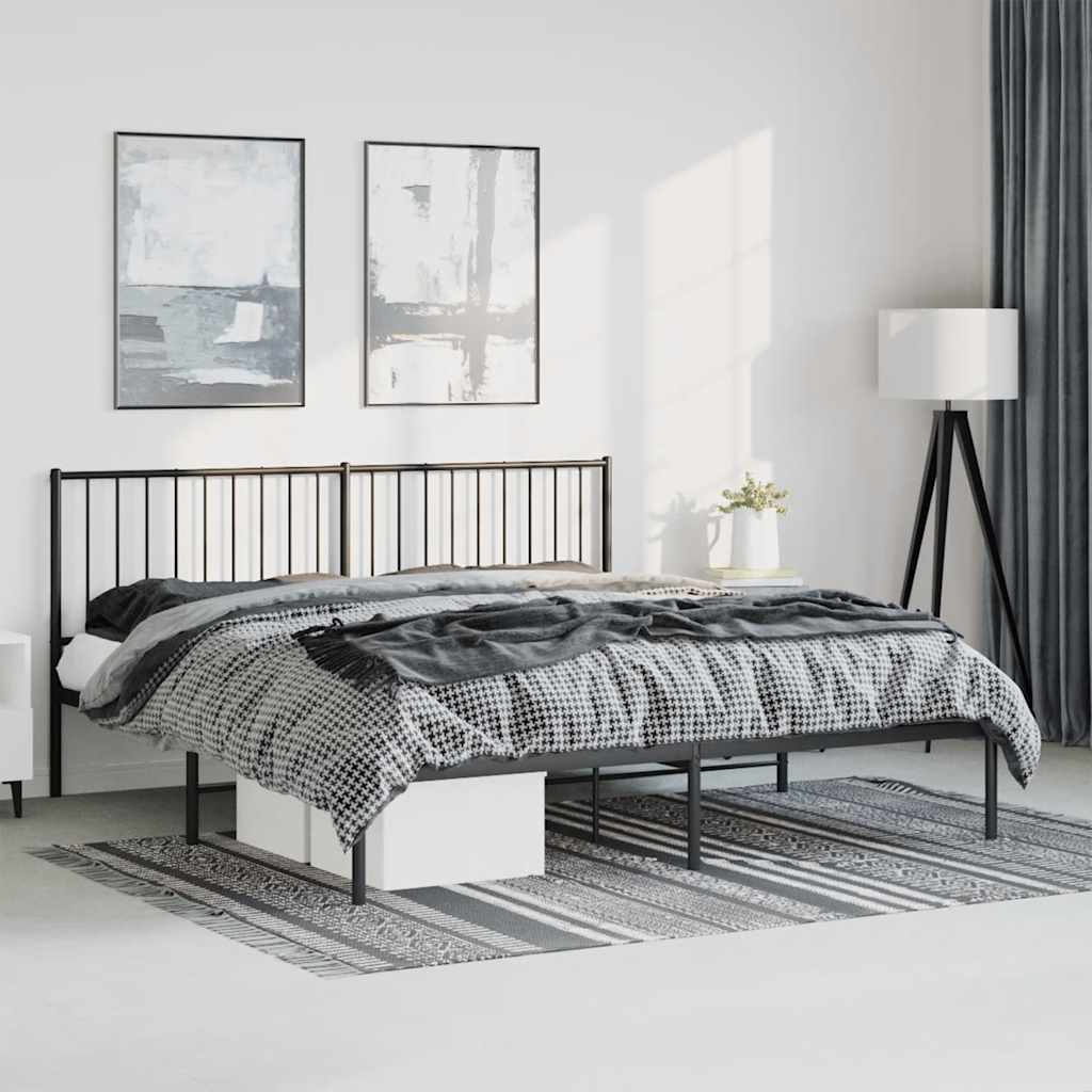 Bettgestell mit Kopfteil Metall Schwarz 183x213 cm