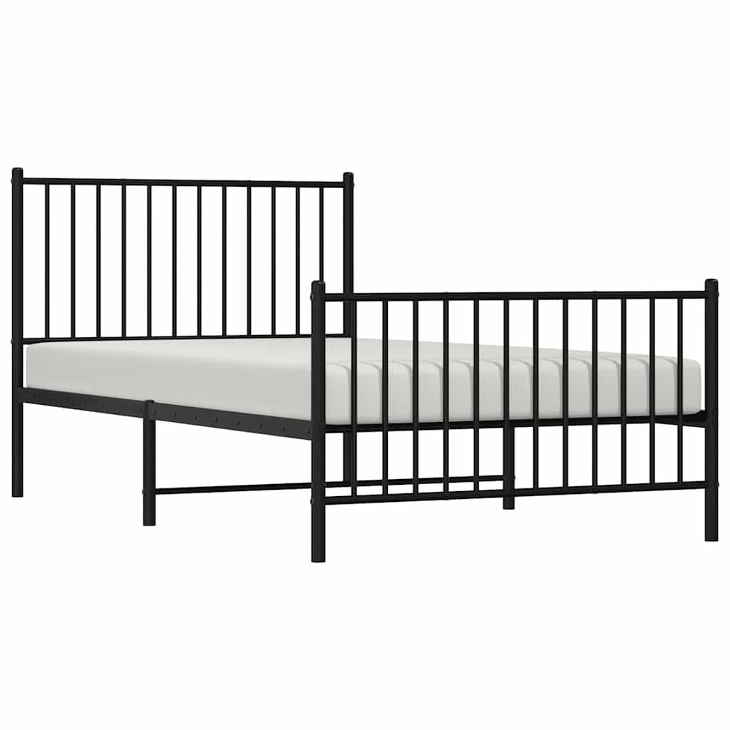 Bettgestell mit Kopf- und Fußteil Metall Schwarz 100x190 cm