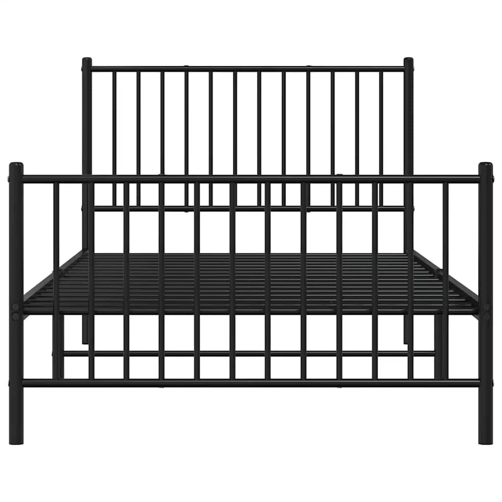 Bettgestell mit Kopf- und Fußteil Metall Schwarz 100x200 cm
