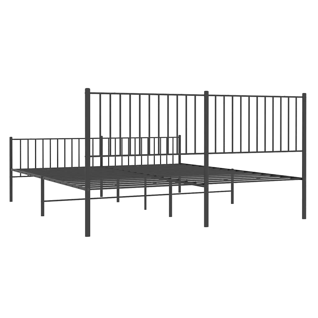 Metallbett ohne Matratze mit Fußteil Schwarz 180x200 cm