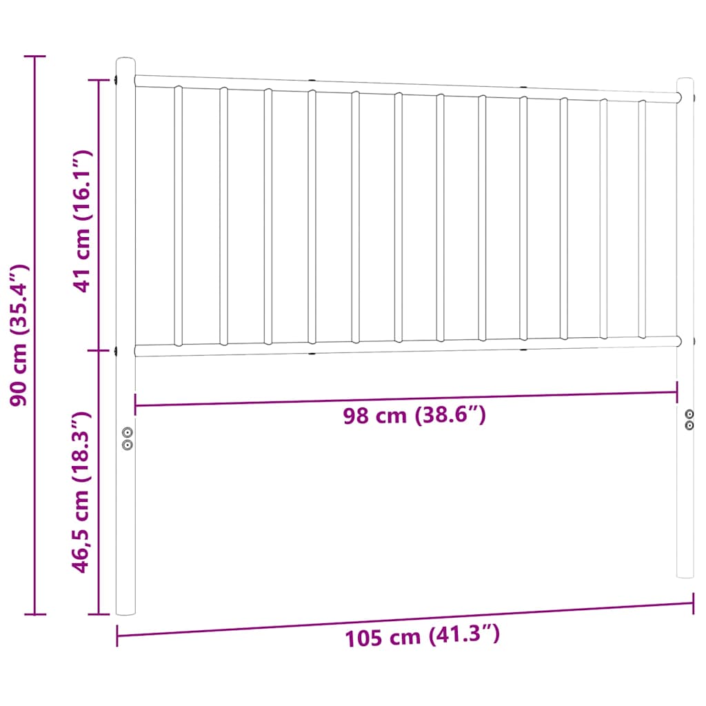 Ersatz-Kopfteil Metall Schwarz 100 cm