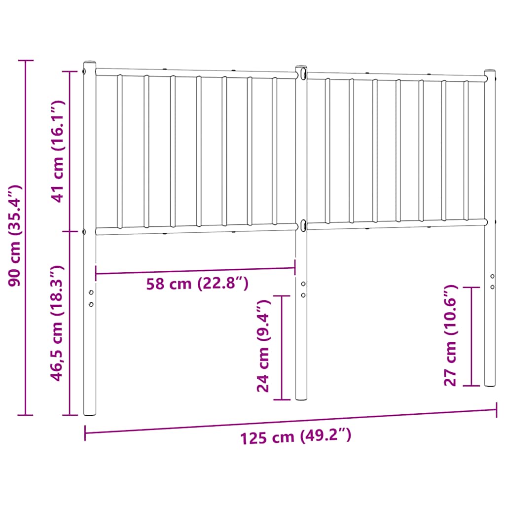Ersatz-Kopfteil Metall Schwarz 120 cm