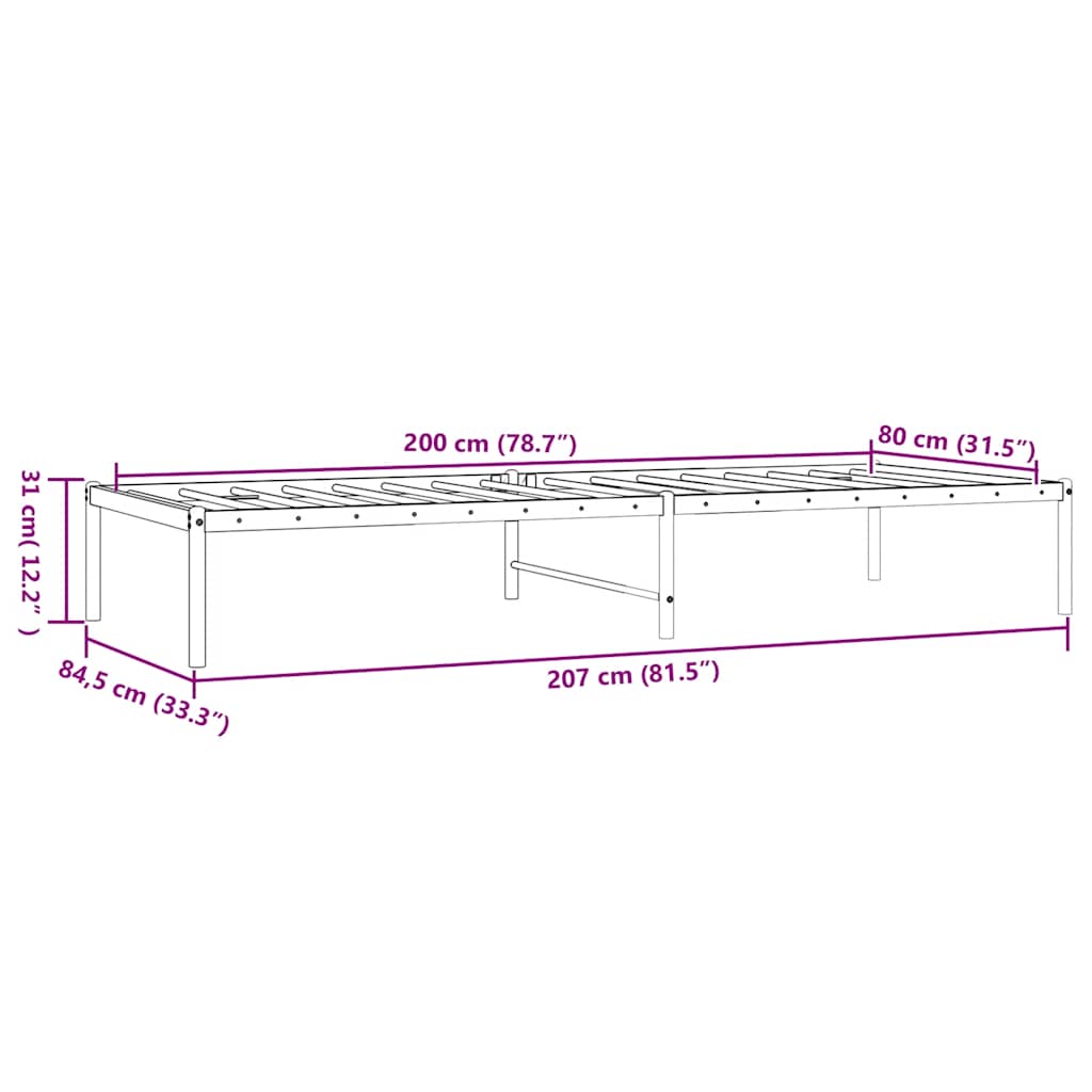 Bettgestell Metall Weiß 80x200 cm