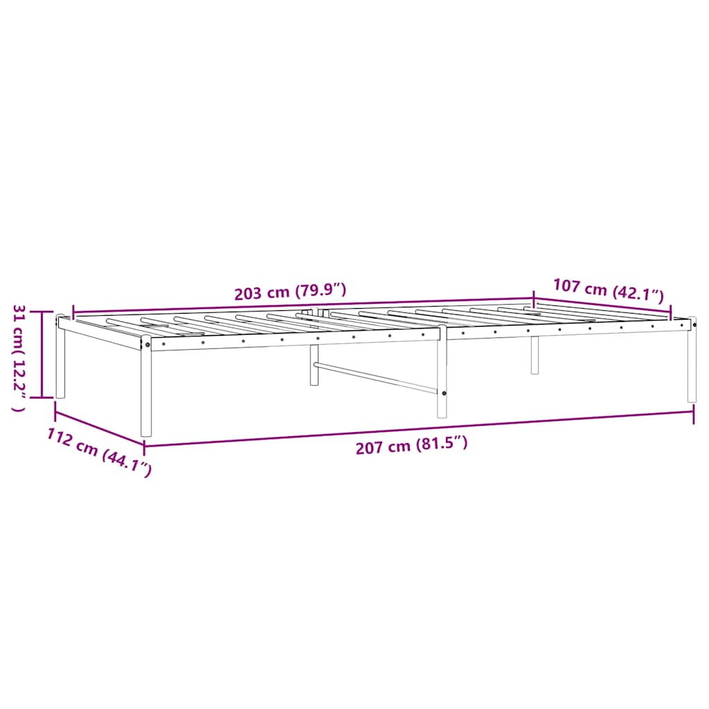 Bettgestell Metall Weiß 107x203 cm