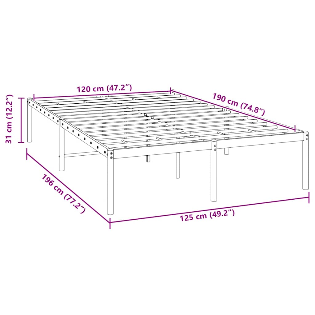 Bettgestell Metall Weiß 120x190 cm