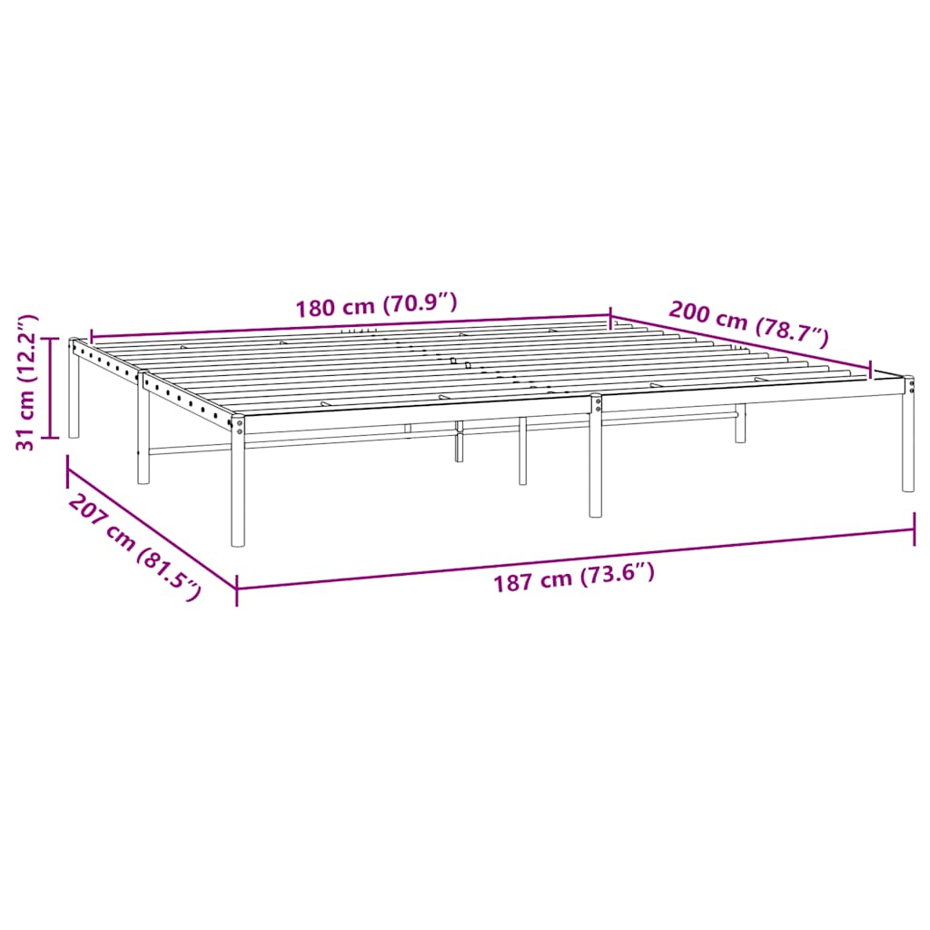 Bettgestell Metall Weiß 180x200 cm