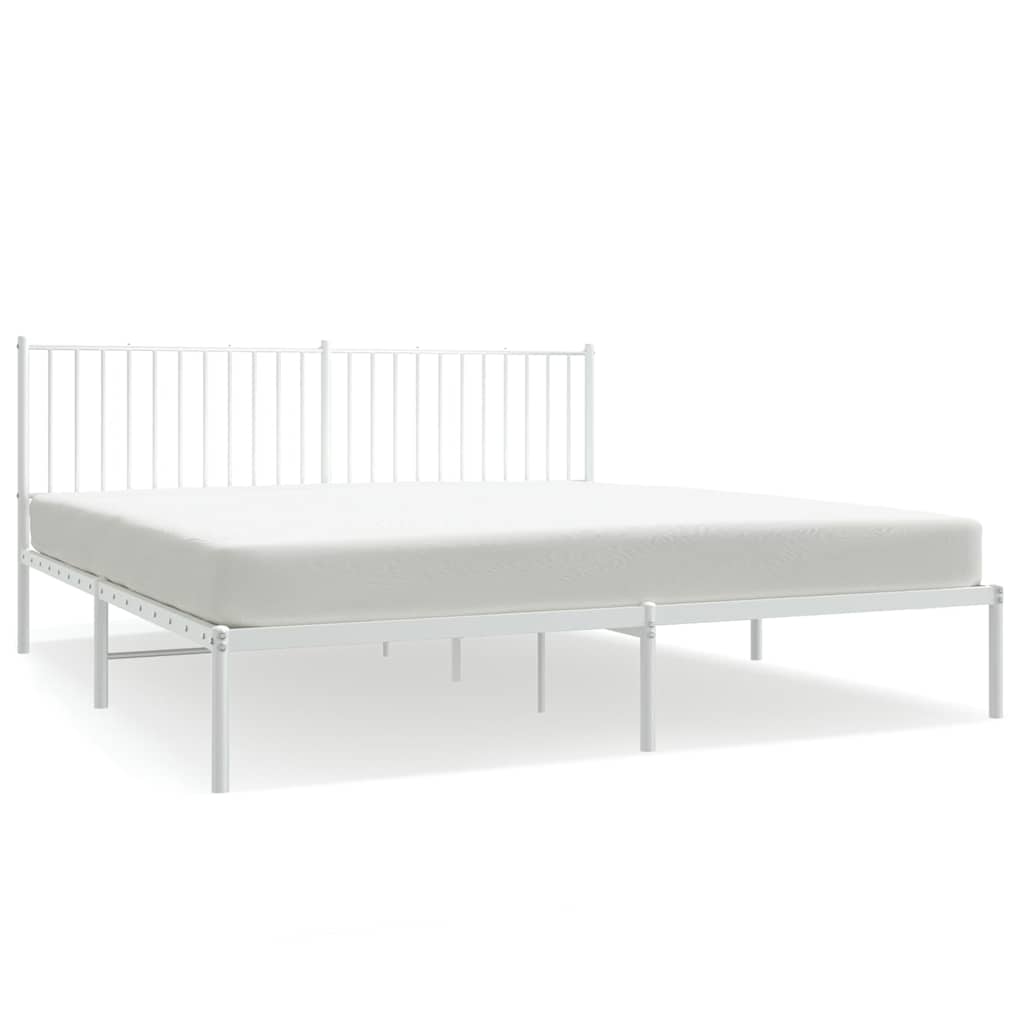 Bettgestell mit Kopfteil Metall Weiß 180x200 cm