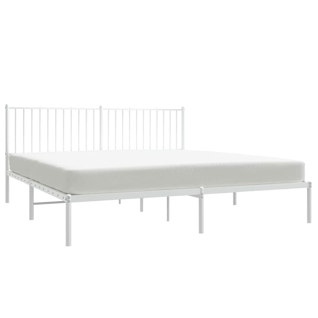 Bettgestell mit Kopfteil Metall Weiß 180x200 cm