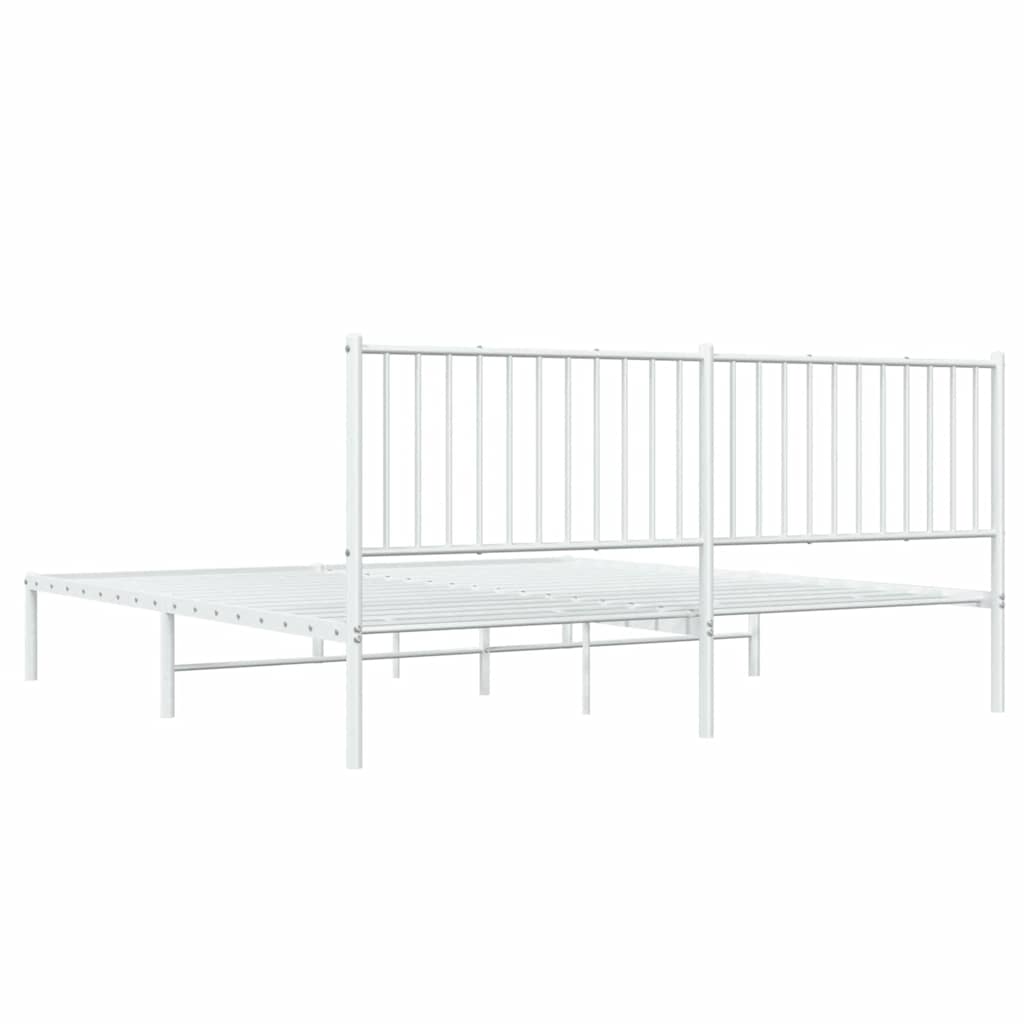 Bettgestell mit Kopfteil Metall Weiß 180x200 cm