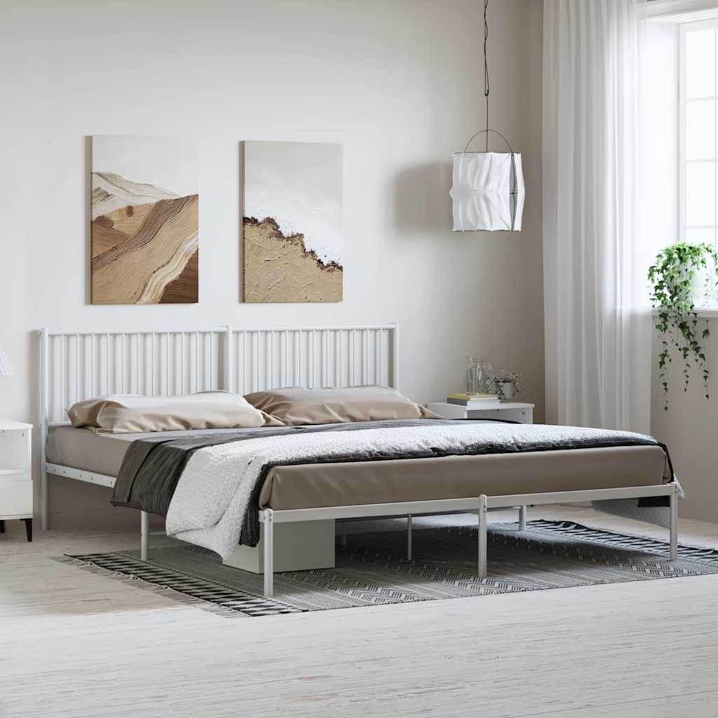 Bettgestell mit Kopfteil Metall Weiß 183x213 cm
