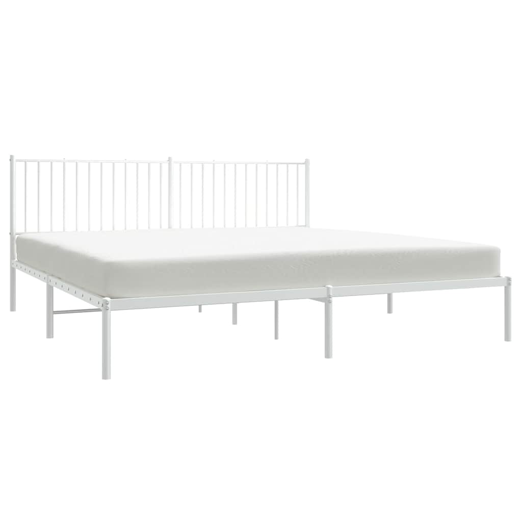 Bettgestell mit Kopfteil Metall Weiß 193x203 cm