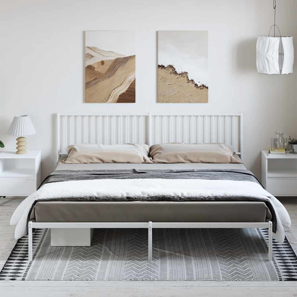 Bettgestell mit Kopfteil Metall Weiß 193x203 cm