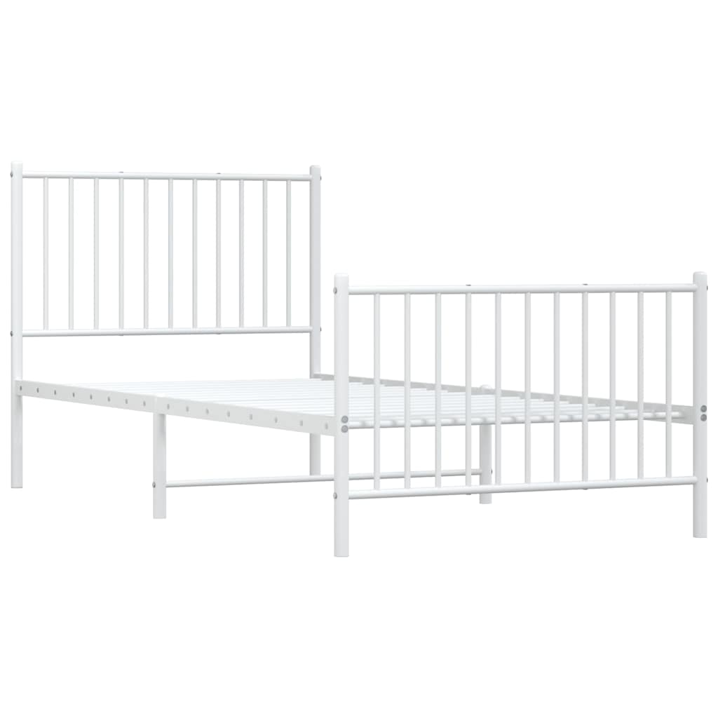 Bettgestell mit Kopf- und Fußteil Metall Weiß 90x200 cm