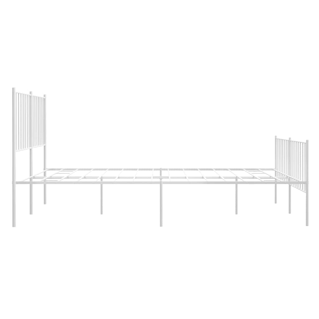 Bettgestell mit Kopf- und Fußteil Metall Weiß 120x190 cm
