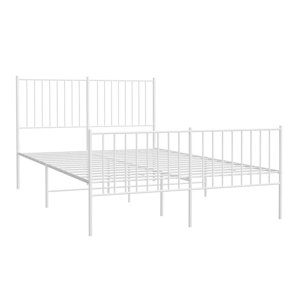 Bettgestell mit Kopf- und Fußteil Metall Weiß 135x190 cm