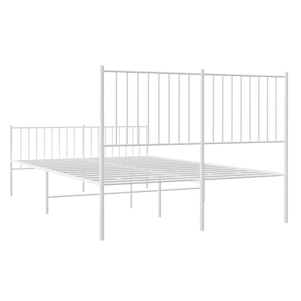 Bettgestell mit Kopf- und Fußteil Metall Weiß 135x190 cm