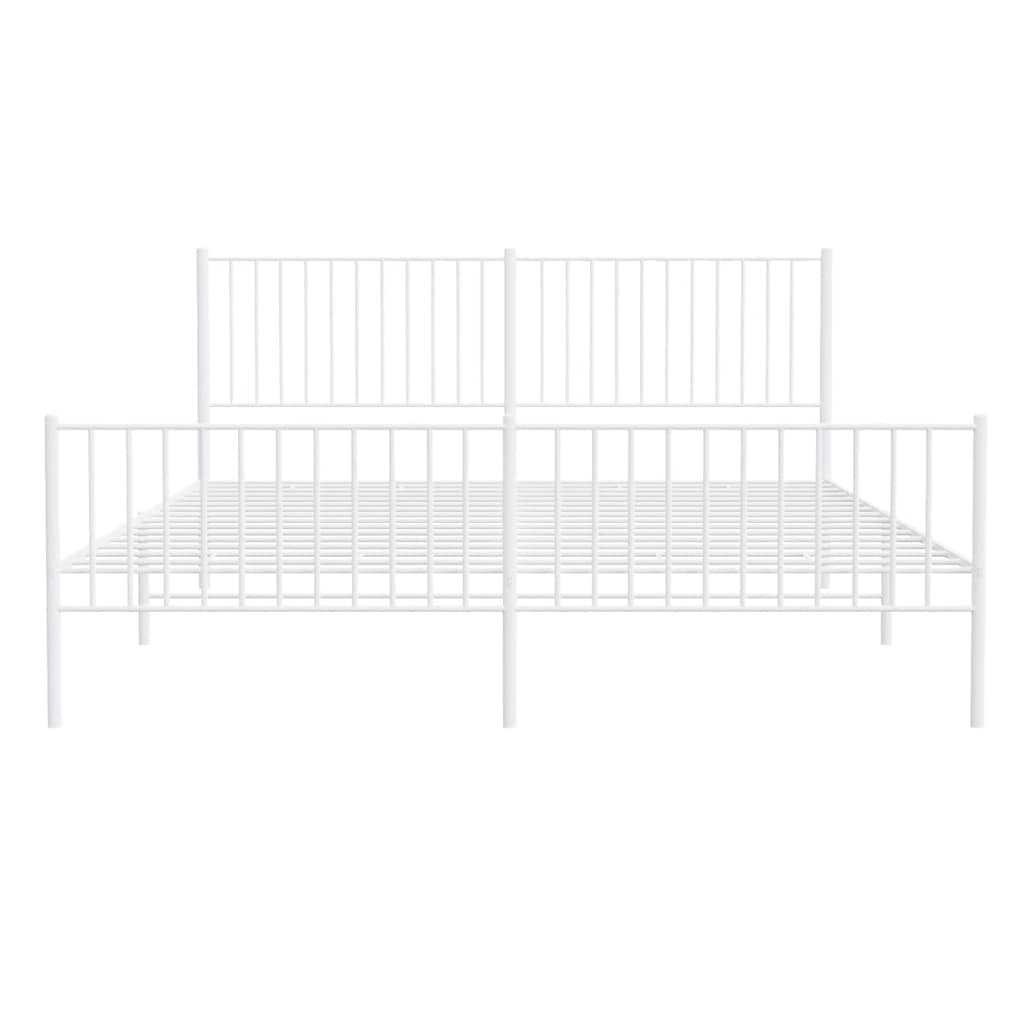 Bettgestell mit Kopf- und Fußteil Metall Weiß 183x213 cm