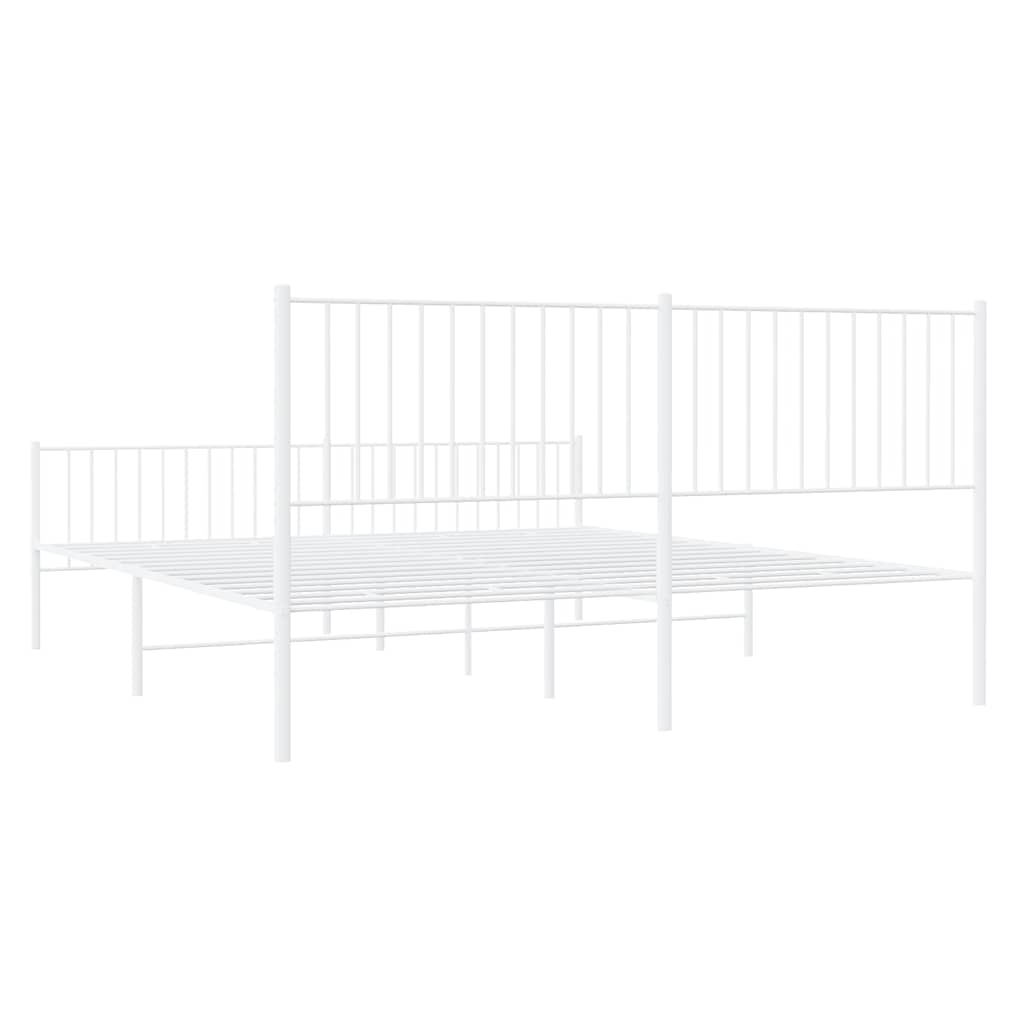 Bettgestell mit Kopf- und Fußteil Metall Weiß 183x213 cm