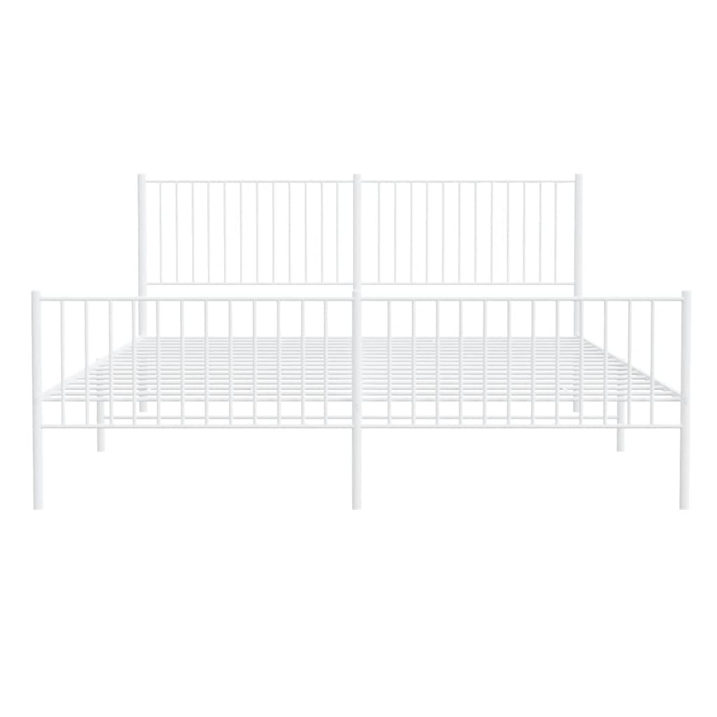 Bettgestell mit Kopf- und Fußteil Metall Weiß 193x203 cm