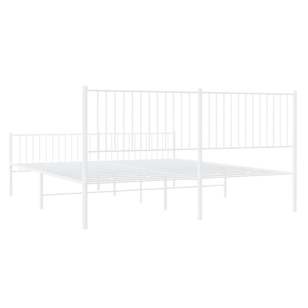 Bettgestell mit Kopf- und Fußteil Metall Weiß 200x200 cm