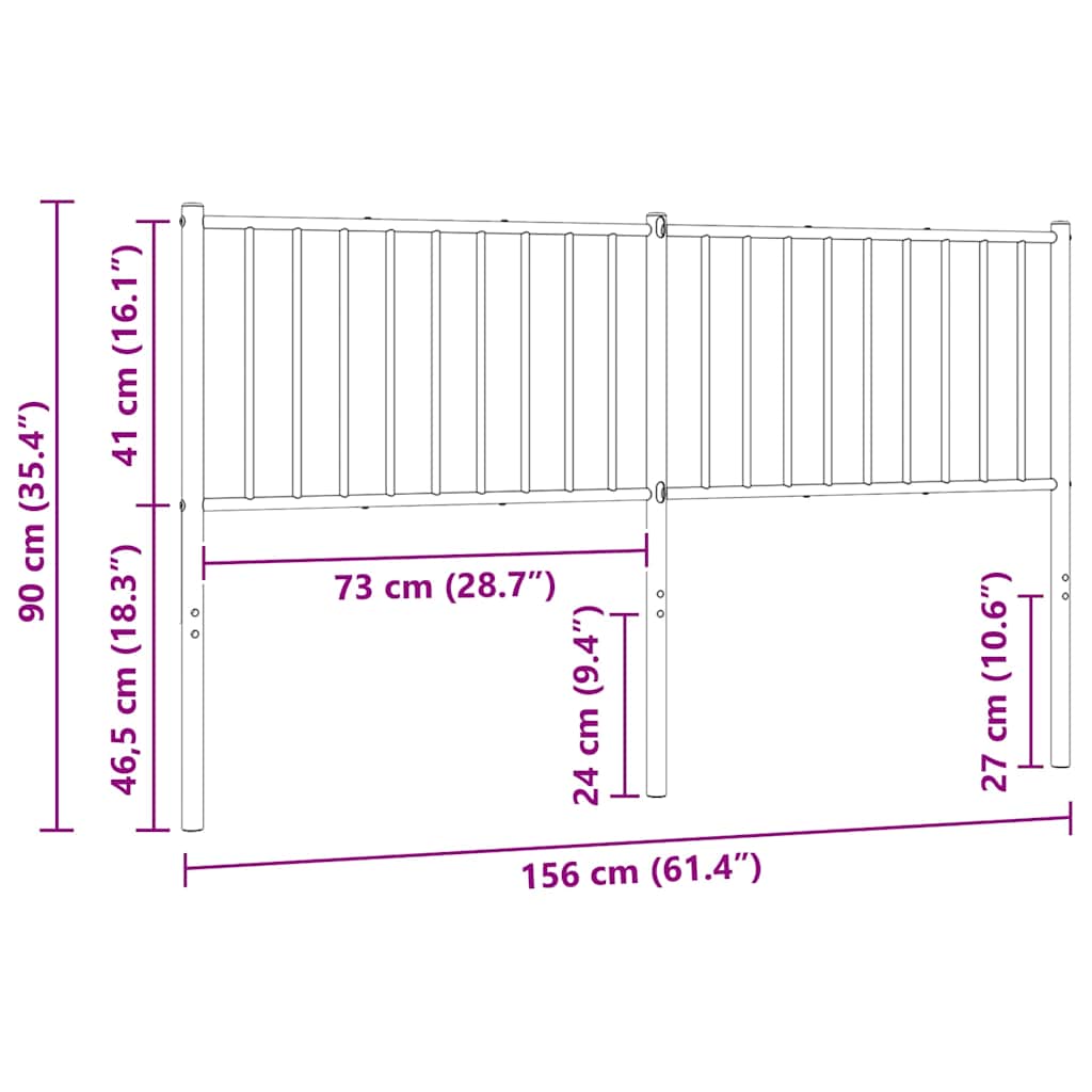 Ersatz-Kopfteil Metall Weiß 150 cm