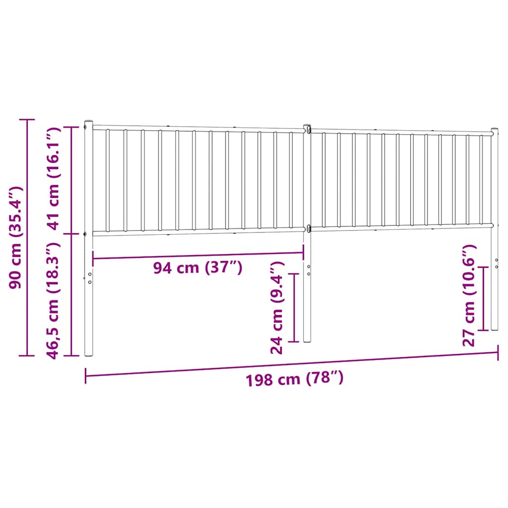Ersatz-Kopfteil Metall Weiß 193 cm