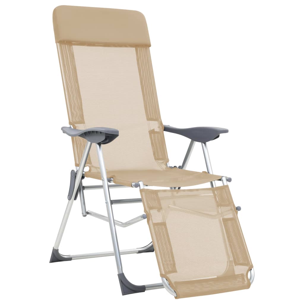 Klappbare Liegestühle mit Fußteil 2 Stk. Creme Textilene