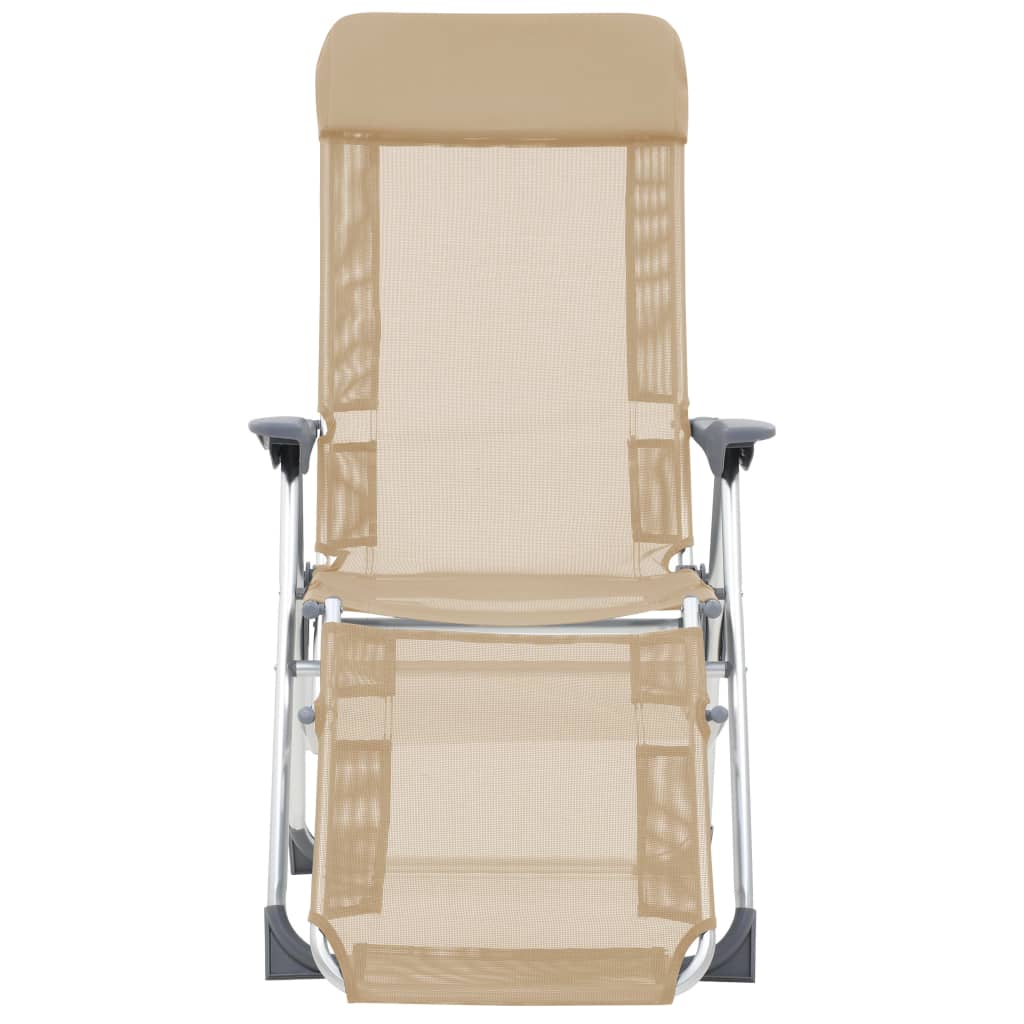 Klappbare Liegestühle mit Fußteil 2 Stk. Creme Textilene