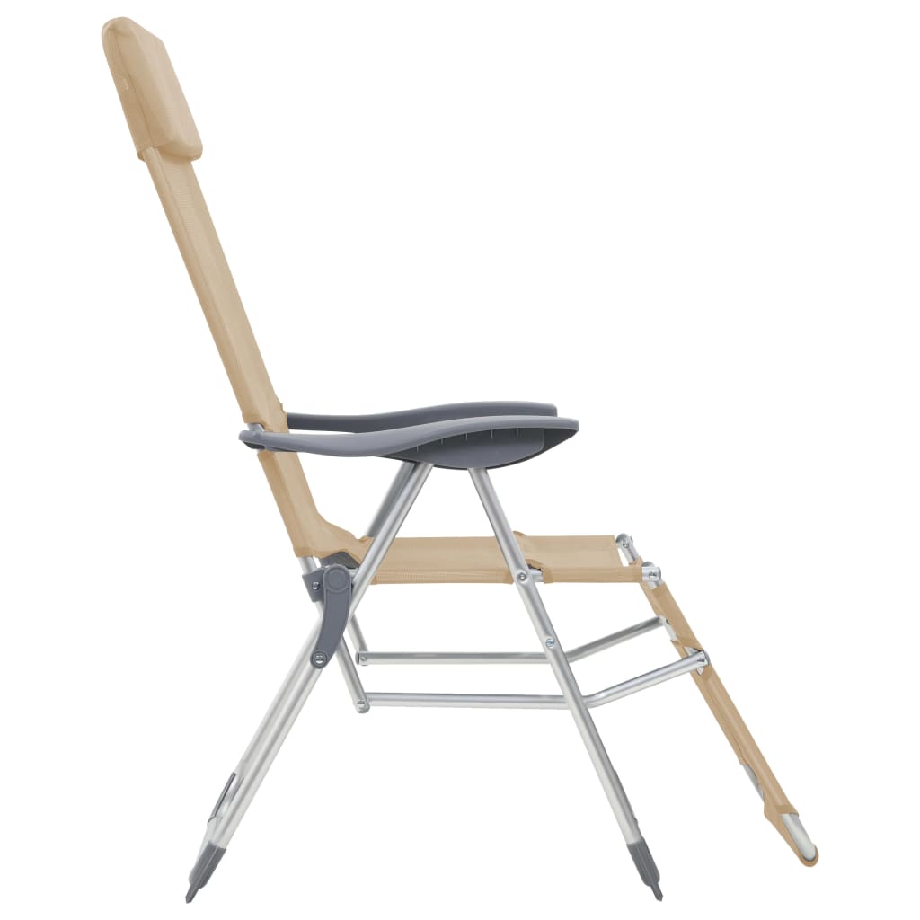 Klappbare Liegestühle mit Fußteil 2 Stk. Creme Textilene
