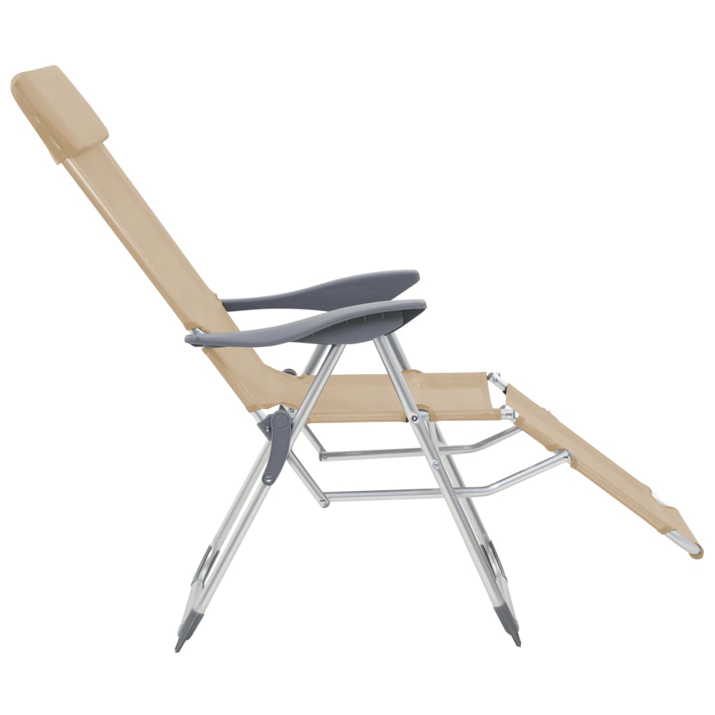 Klappbare Liegestühle mit Fußteil 2 Stk. Creme Textilene