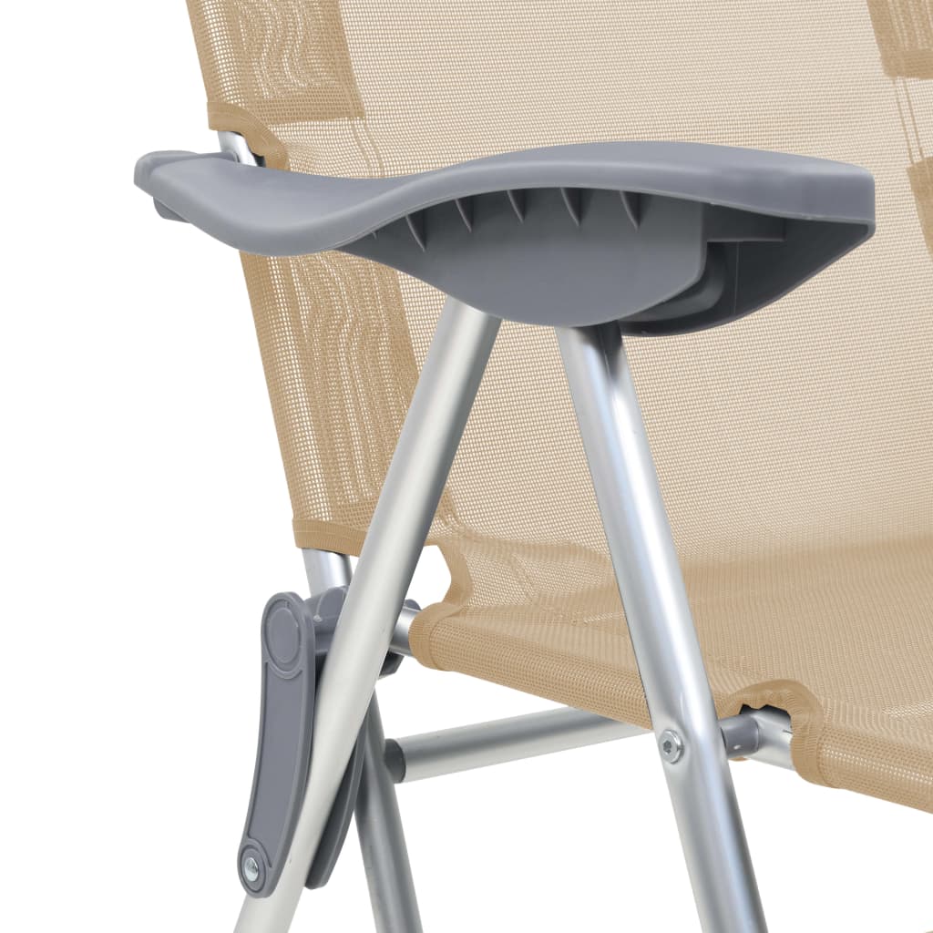 Klappbare Liegestühle mit Fußteil 2 Stk. Creme Textilene