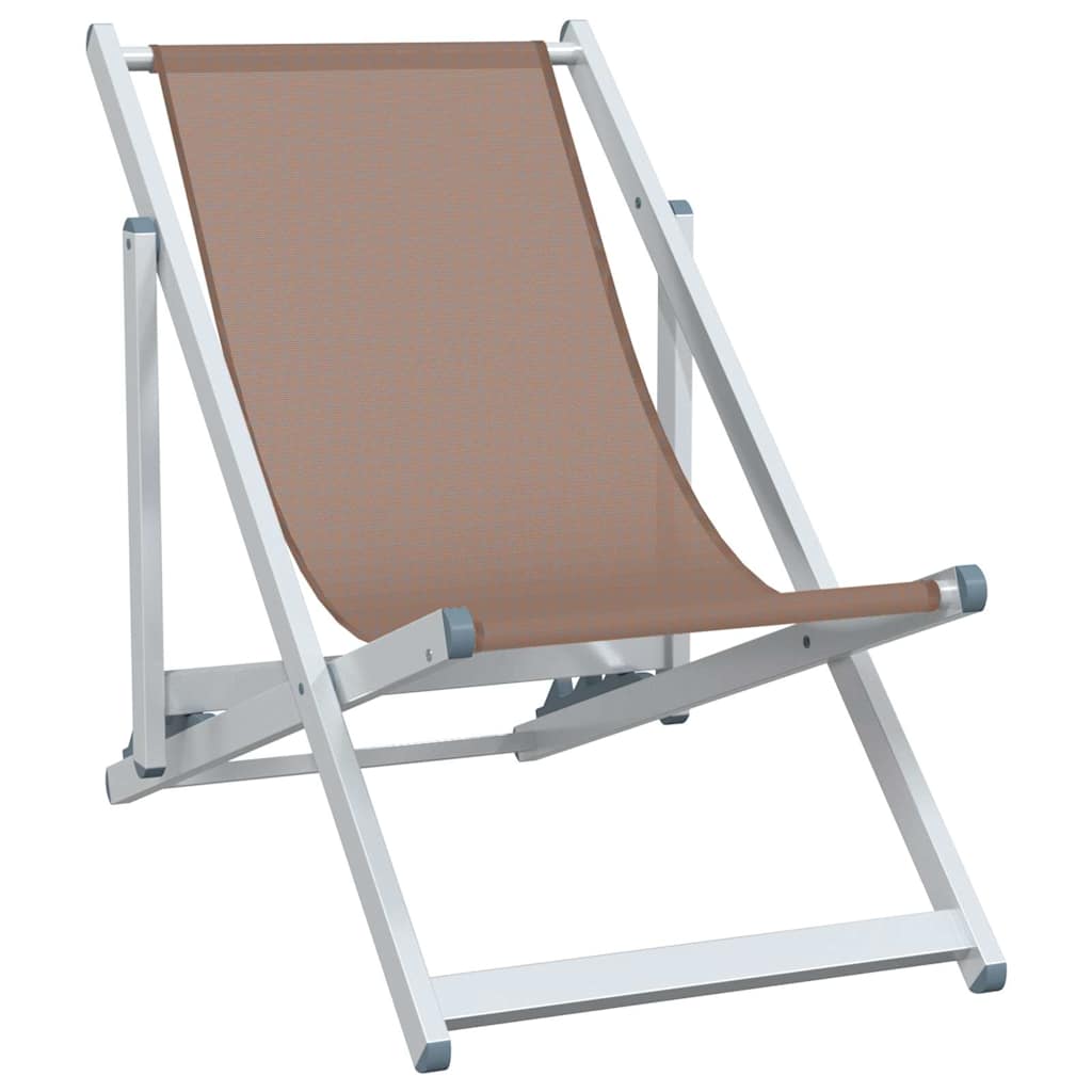 Strandstühle 2 Stk. Klappbar Braun Aluminium und Textilene