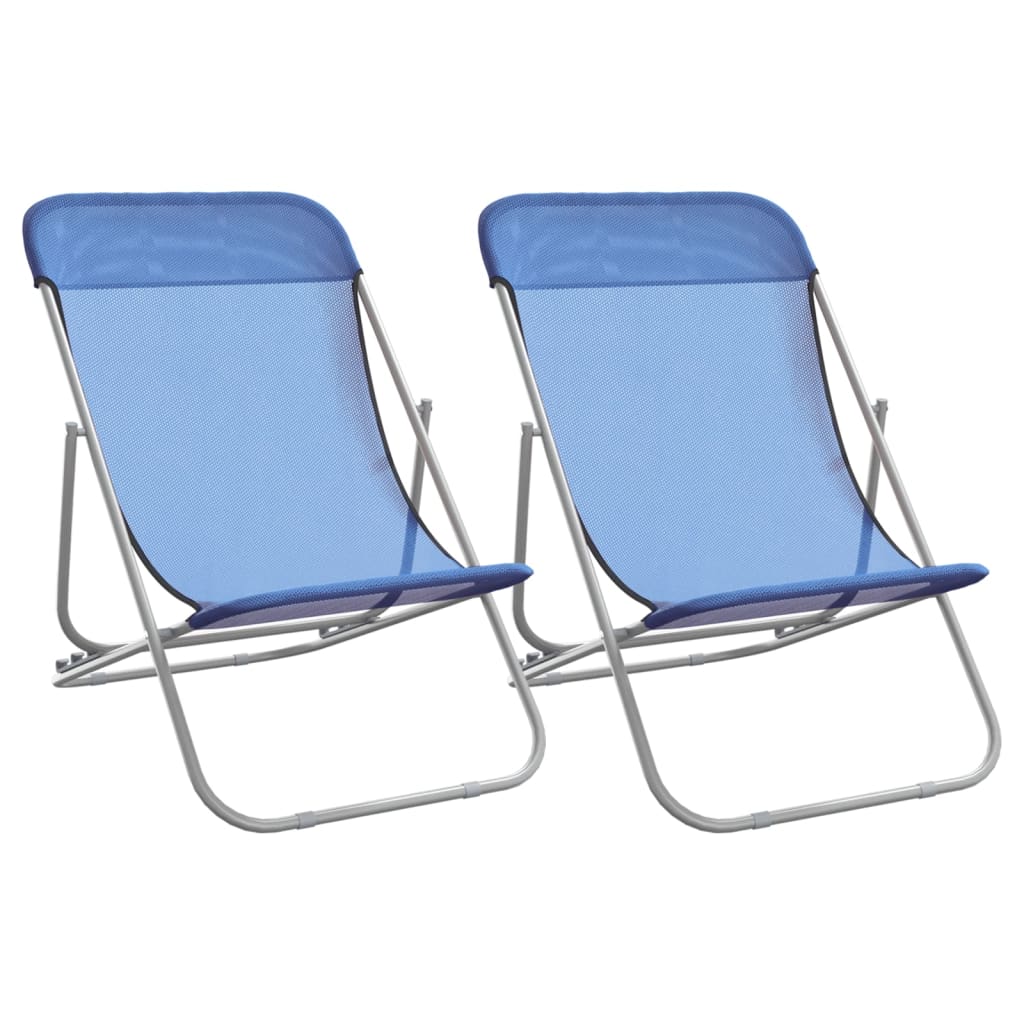 Strandstühle 2 Stk. Blau Textilene & Pulverbeschichteter Stahl