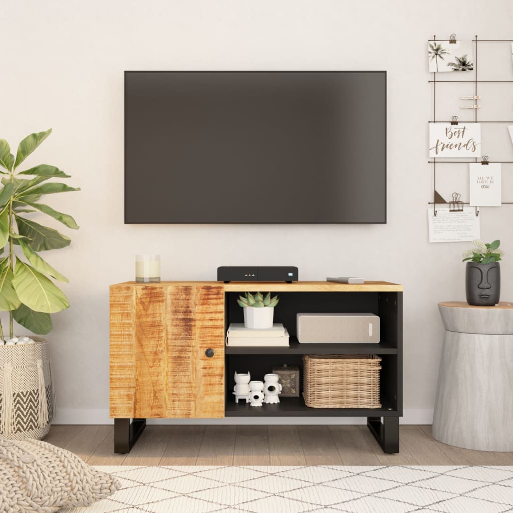 TV-Schrank 80x33x46 cm Massivholz Mango & Holzwerkstoff