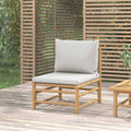 Garten-Mittelsofa mit Hellgrauen Kissen Bambus