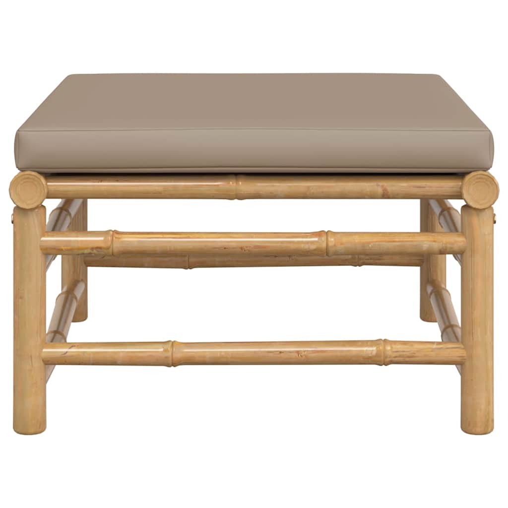 Gartenhocker mit Taupe Kissen Bambus