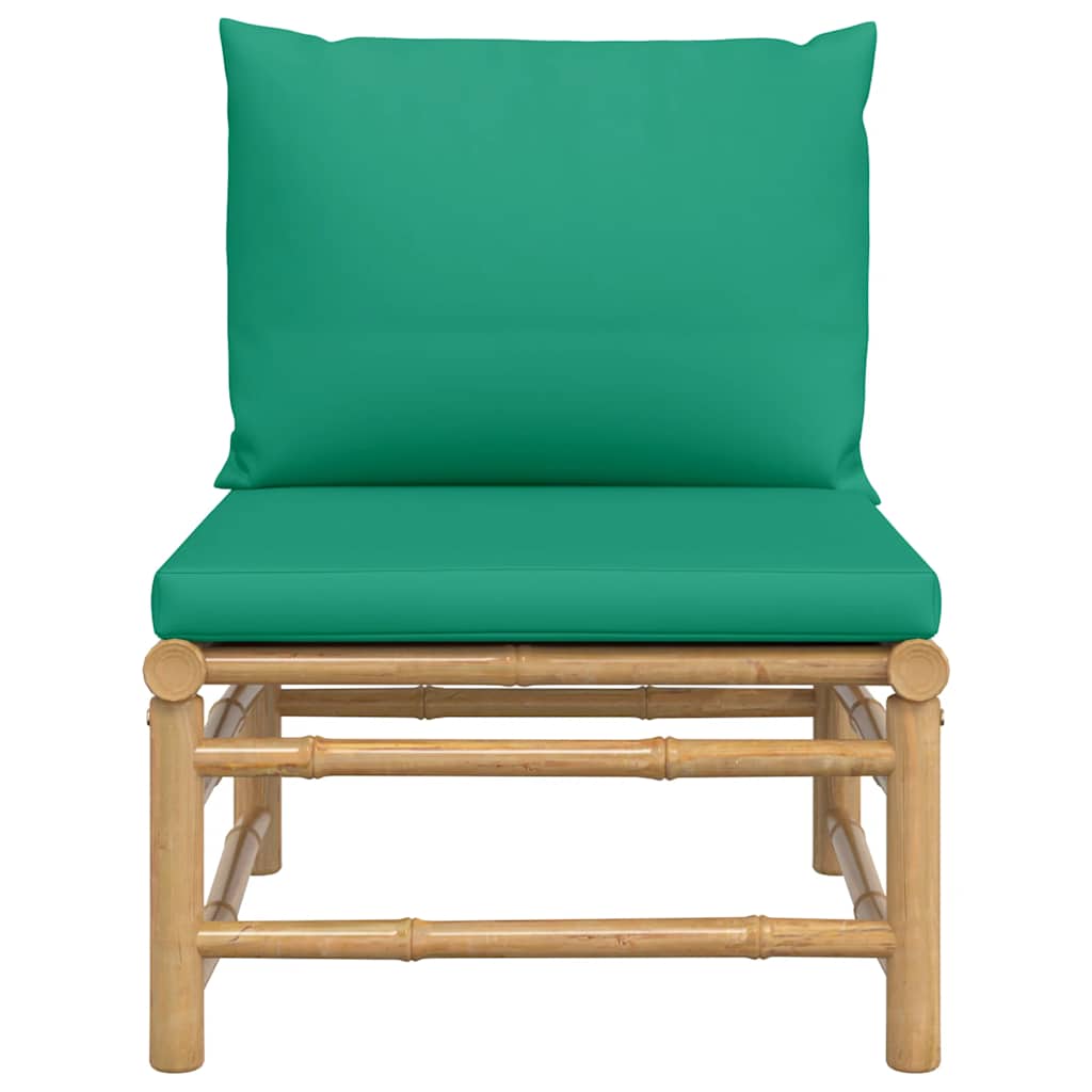 Garten-Mittelsofa mit Grünen Kissen Bambus