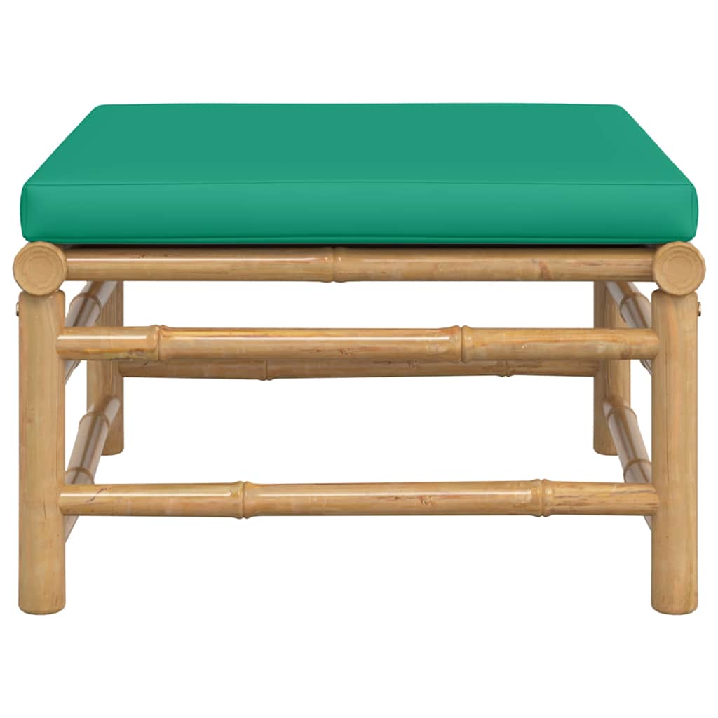 Gartenhocker mit Grünem Kissen Bambus