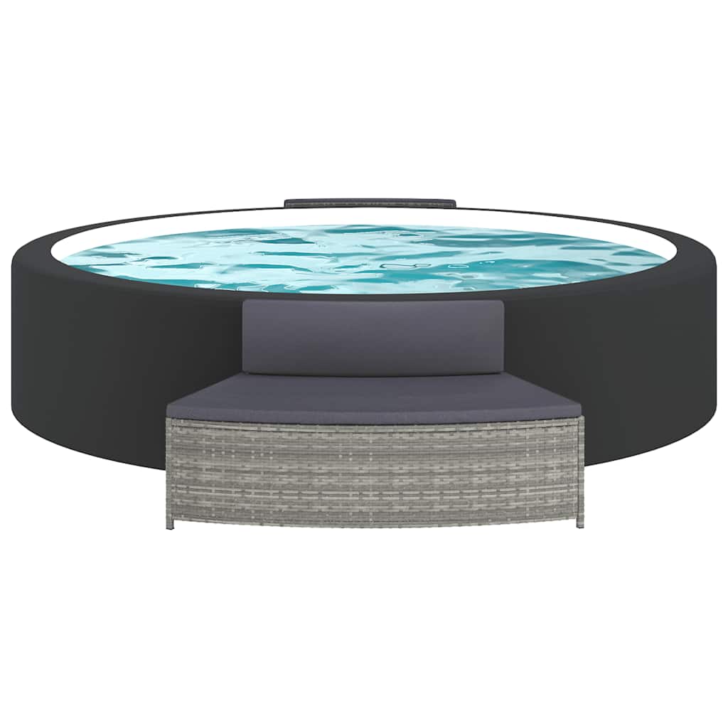 Whirlpool-Bänke mit Auflagen 2 Stk. Grau Poly Rattan