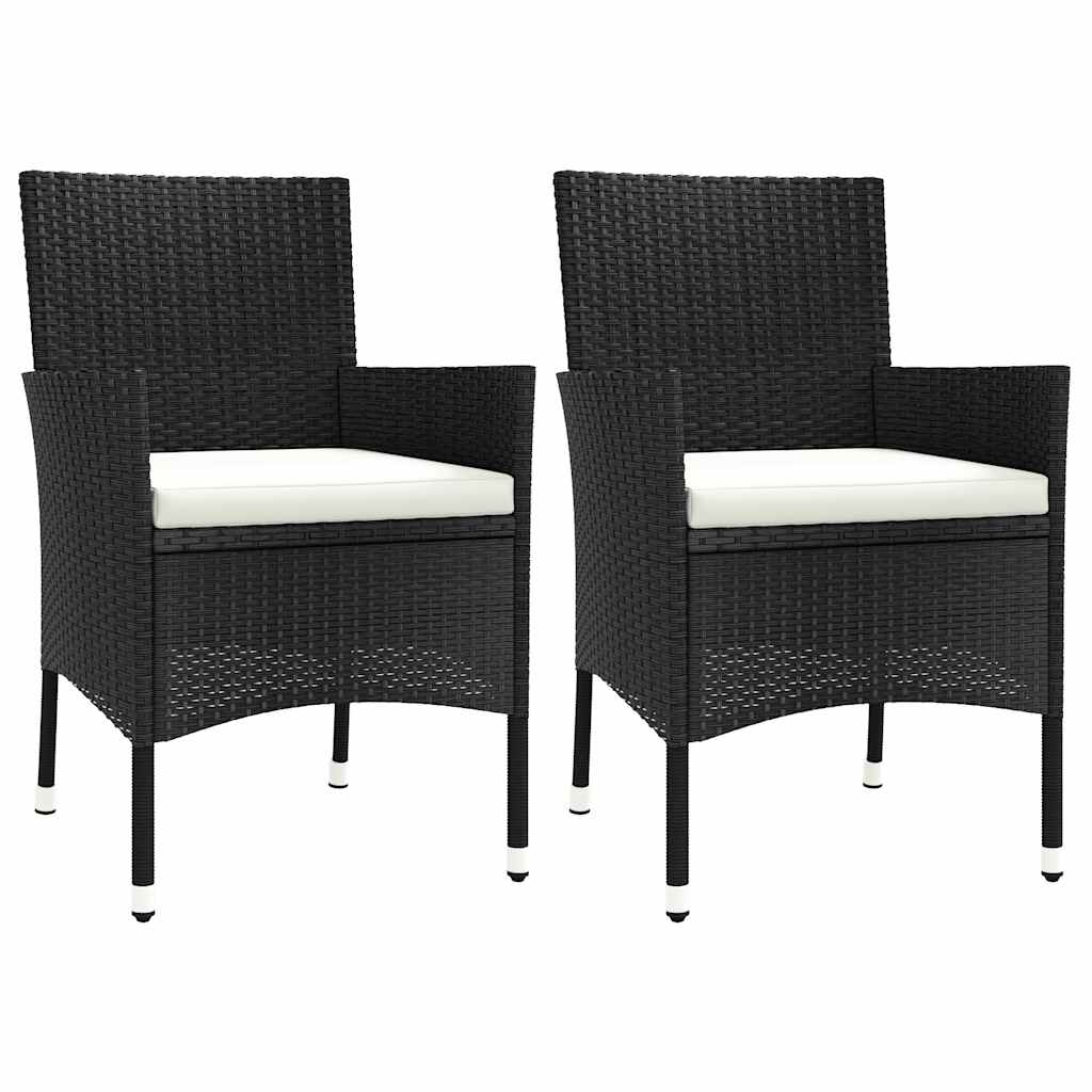 Gartenstühle mit Kissen 2 Stk. Schwarz Poly Rattan