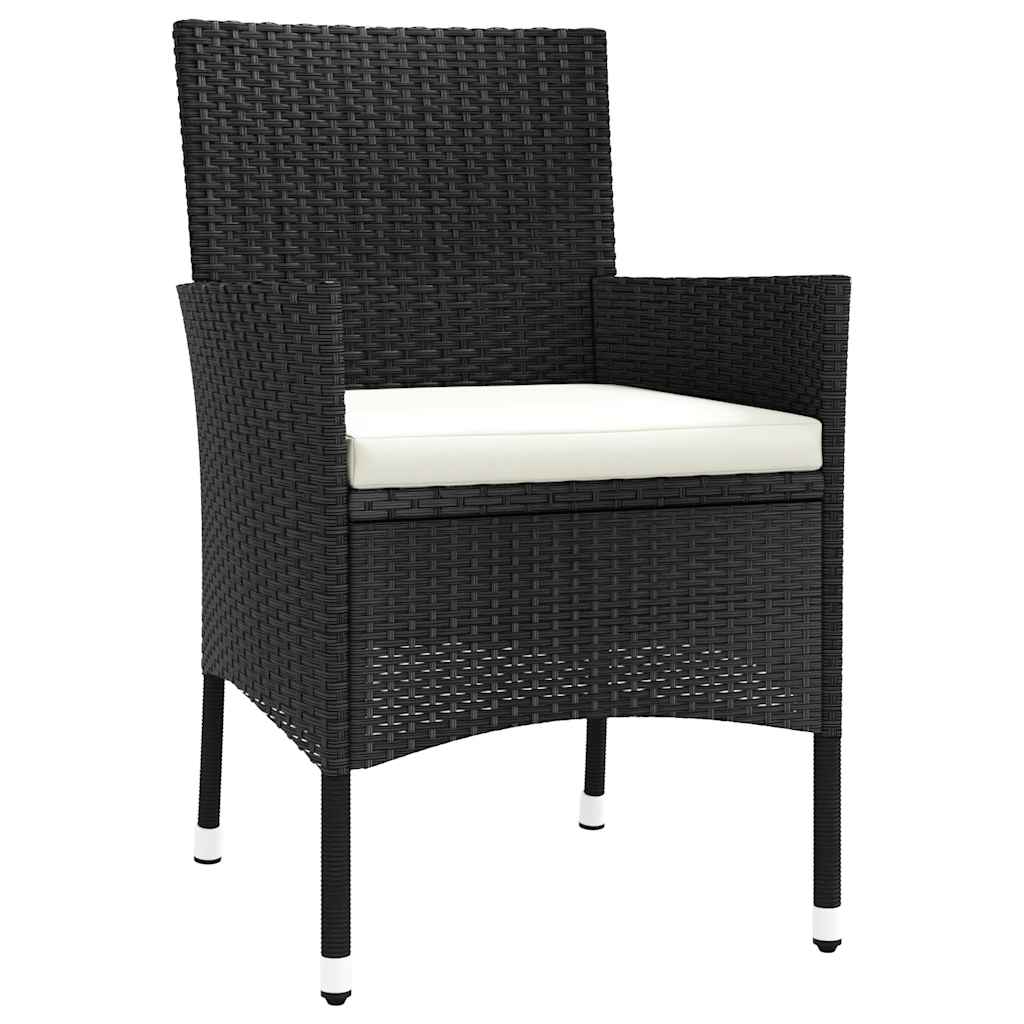 Gartenstühle mit Kissen 2 Stk. Schwarz Poly Rattan