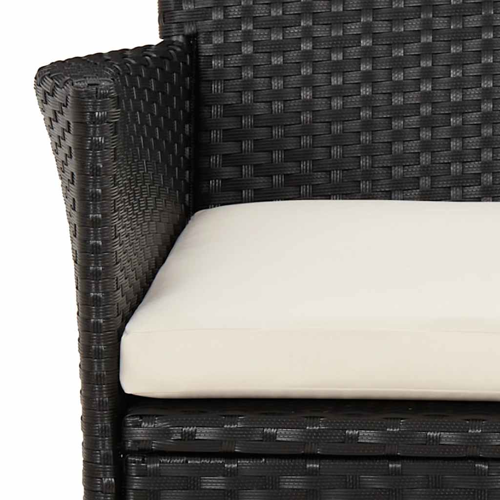 Gartenstühle mit Kissen 2 Stk. Schwarz Poly Rattan