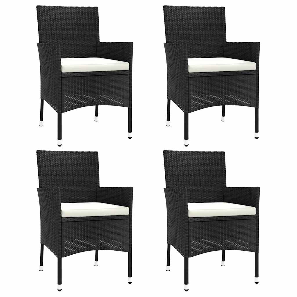 Gartenstühle mit Kissen 4 Stk. Schwarz Poly Rattan