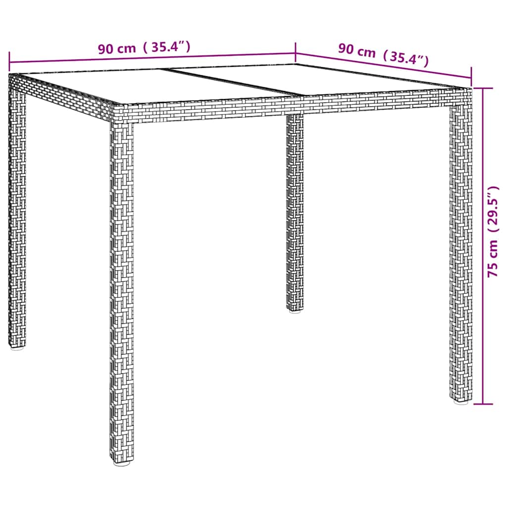 Gartentisch Weiß 90 x 90 x 75 cm Poly-Rattan