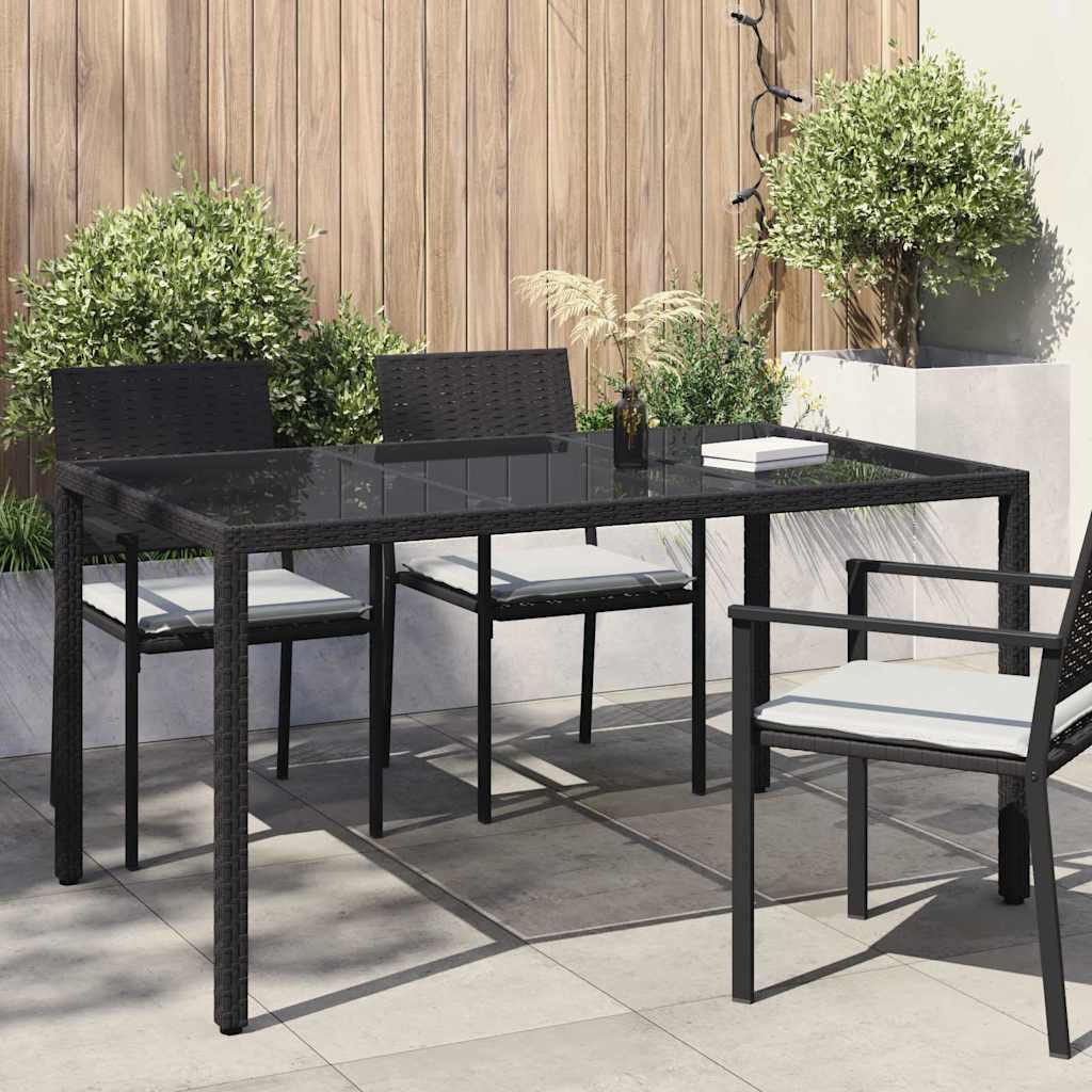 Gartentisch Schwarz 150 x 90 x 75 cm Poly-Rattan