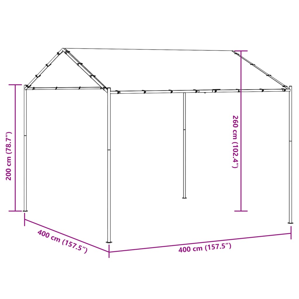 Gartenpavillon Anthrazit 4x4 m Stahl und Stoff