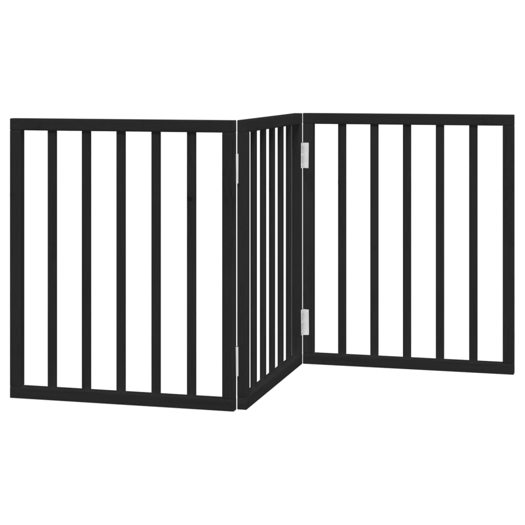 3-tlg. Hundetor Faltbar Schwarz 150 cm Pappelholz