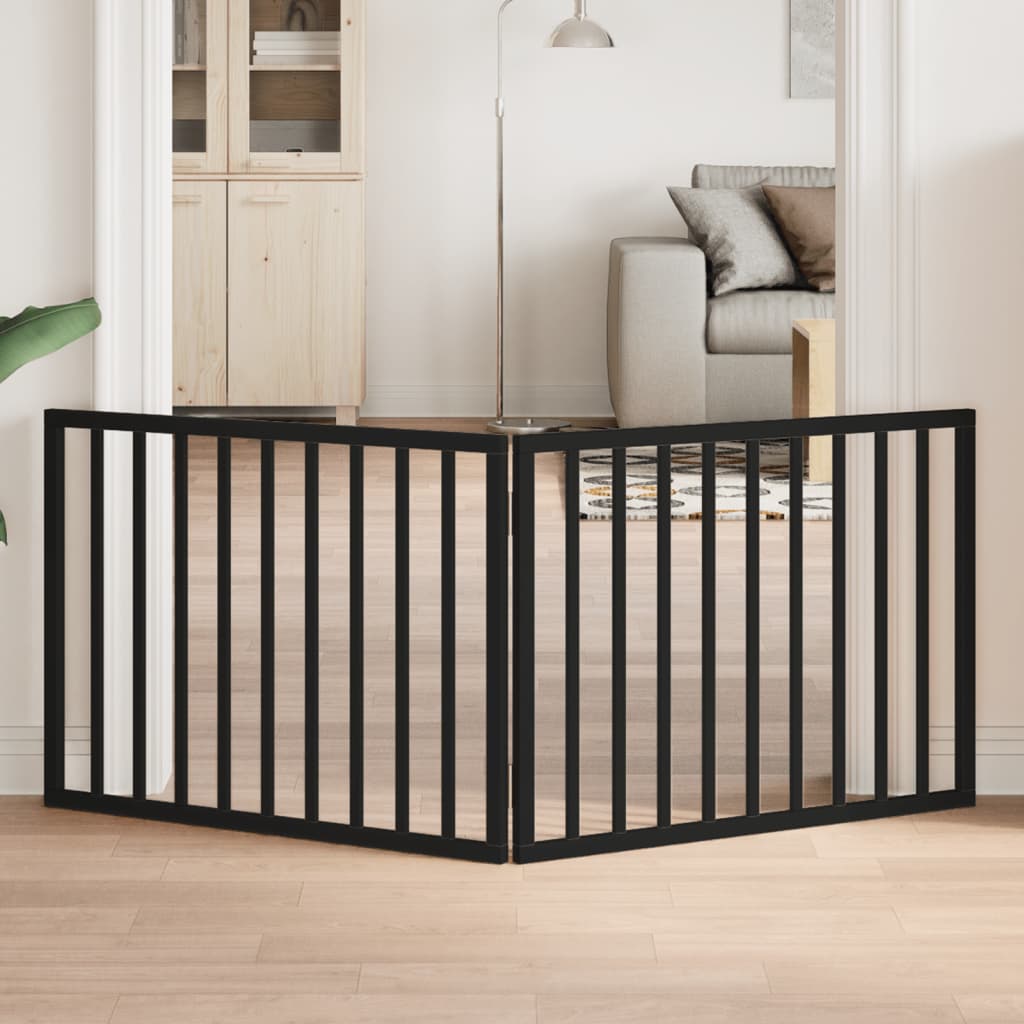 Hundegitter Faltbar 2 Paneele Schwarz 160 cm Pappelholz