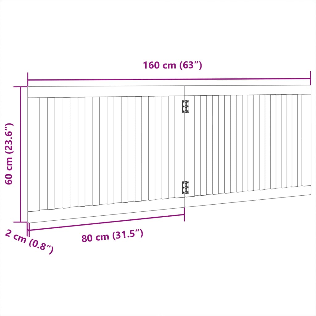 Hundegitter Faltbar 2 Paneele 160 cm Pappelholz