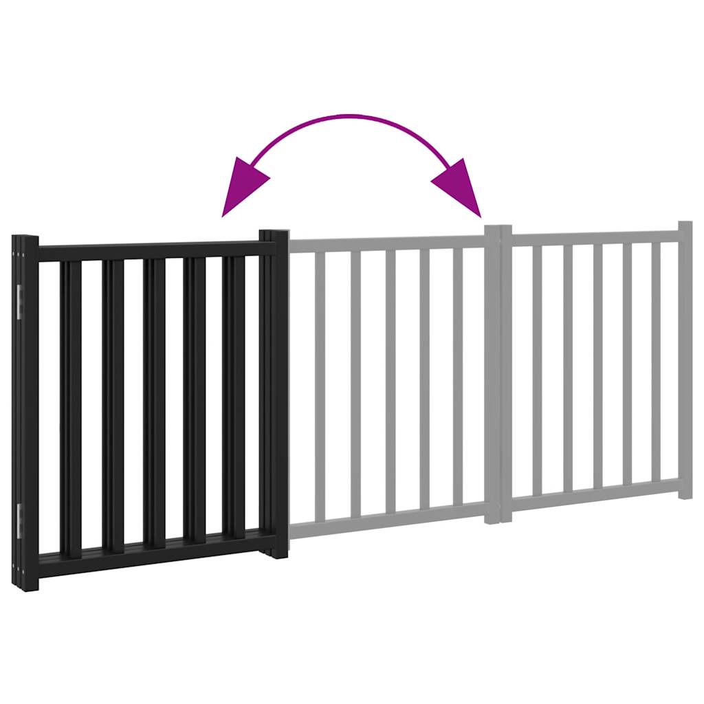 3-tlg. Hundetor Faltbar Schwarz 150 cm Massivholz Tanne